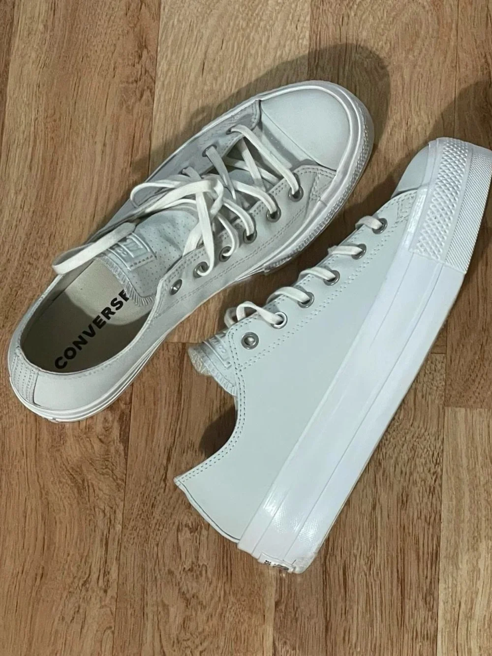 Converse White Low Top Platform Sneakers